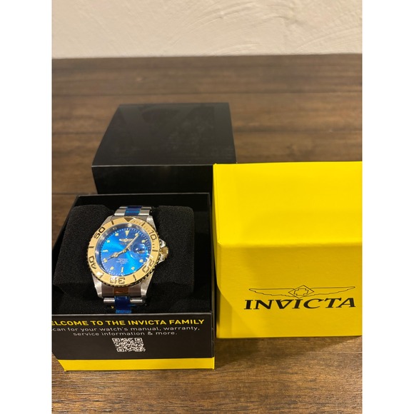 Invicta Other - Invicta Pro Diver 29949 Men Blue Dial Two Tone Gold Steel Quartz 43mm Watch NEW